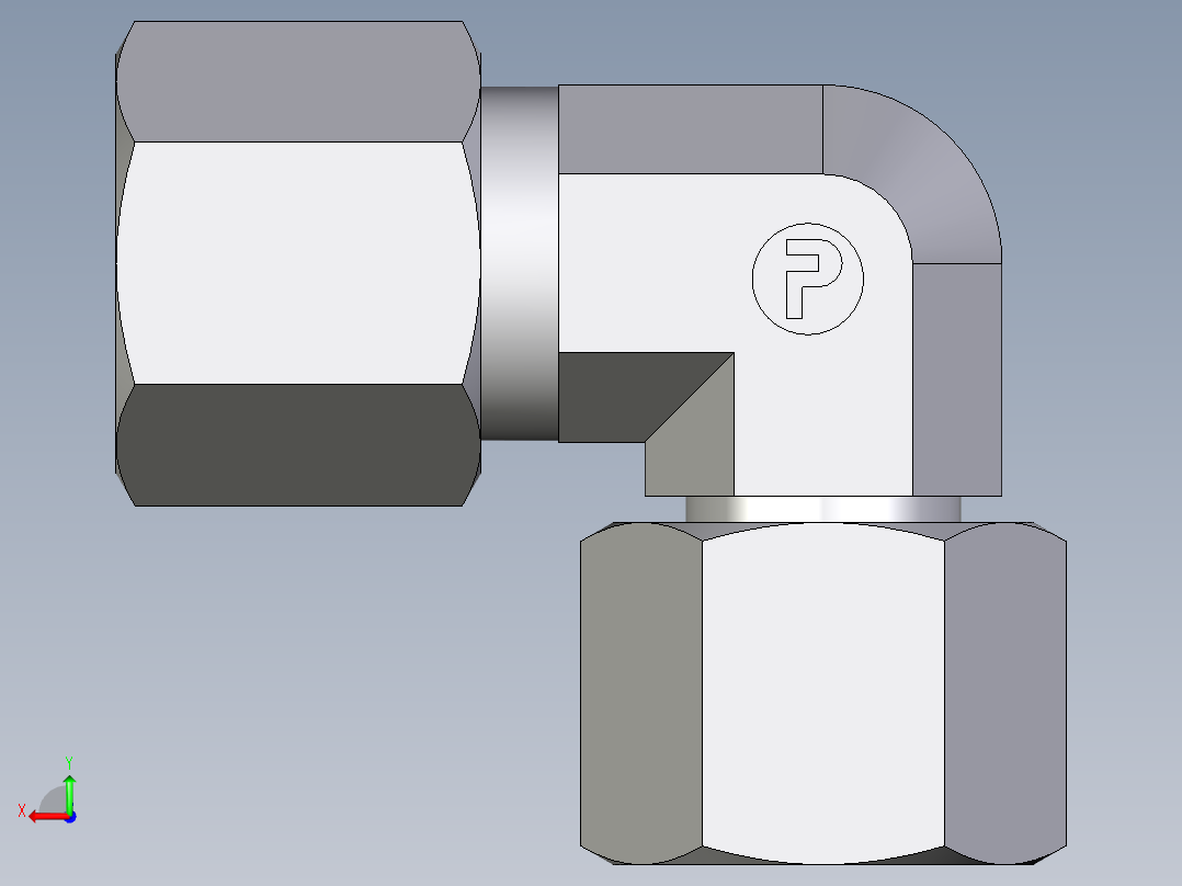 卡套式工业通用硬管接头EO_Swivel_nut_elbow_EW08SCF后视图