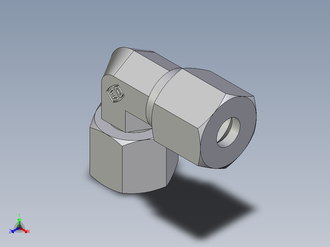 卡套式工业通用硬管接头EO_Swivel_nut_elbow_EW08SCF正等轴测图