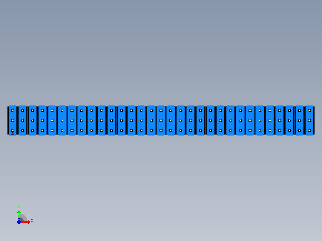 彩色公头100mil（2.54mm）系列-DS1021_blue_3x31p_100mil_Type5_rev1.0前视图