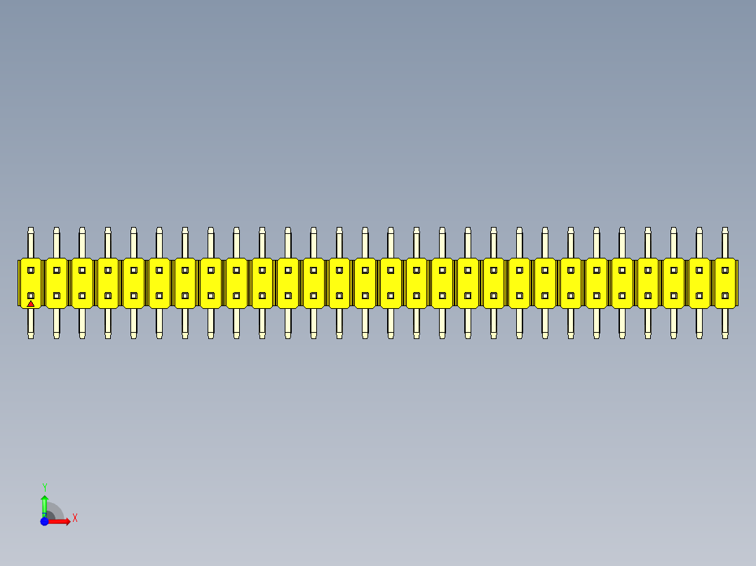 彩色公排针 100mil 2.54mm 系列-DS1022_yellow_56p_100mil_TypeSMT_rev1.0前视图