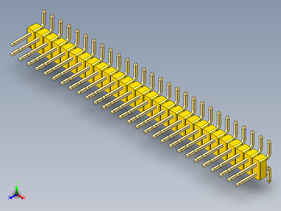彩色公排针 100mil 2.54mm 系列-DS1022_yellow_56p_100mil_TypeSMT_rev1.0正等轴测图