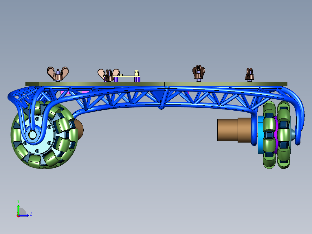 全向轮三角底盘小车左视图