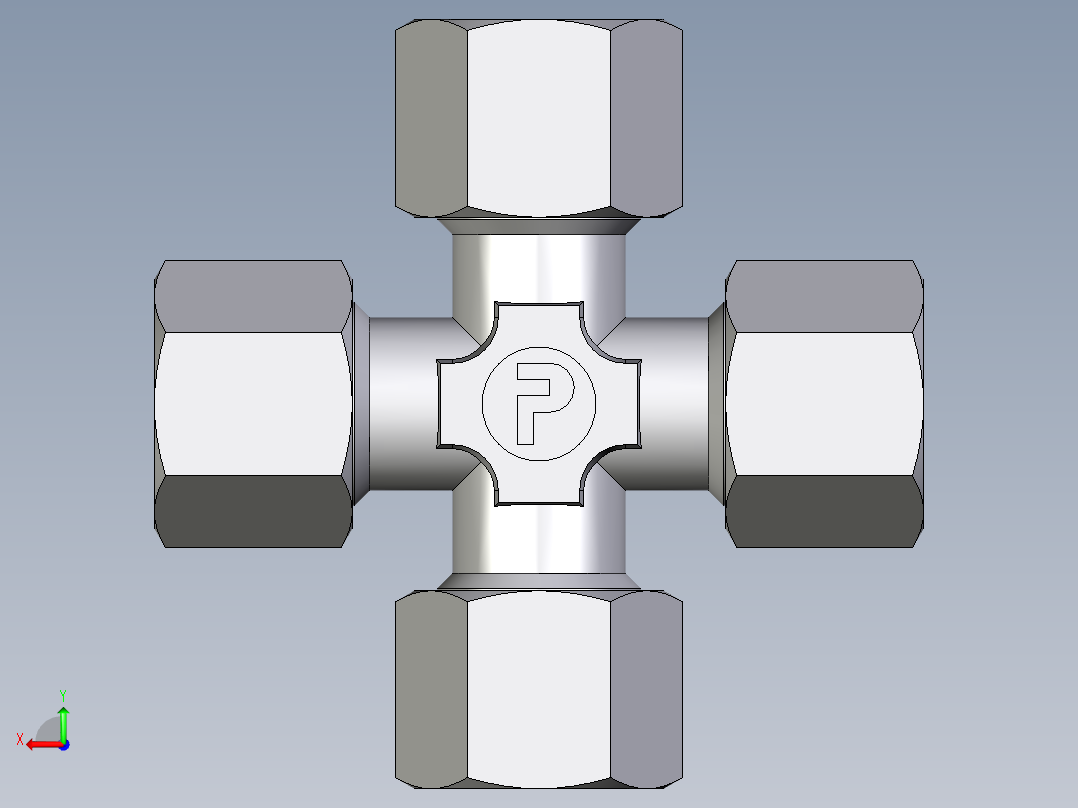 卡套式工业通用硬管接头EO_Union_cross_K10SCF后视图