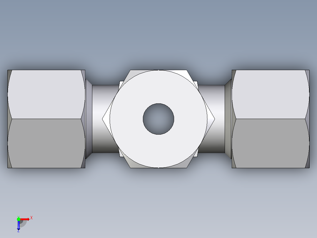卡套式工业通用硬管接头EO_Union_cross_K10SCF俯视图