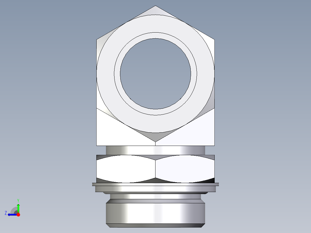 卡套式工业通用硬管接头EO_Adjustable_locknut_branch_tee_TEE35LRCF右视图