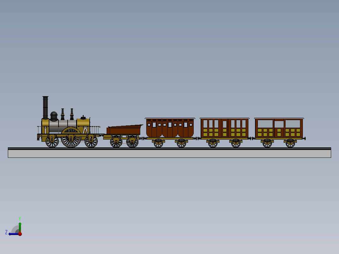 Locomotora蒸汽机车模型3D图纸 Solidworks设计 附平面图右视图