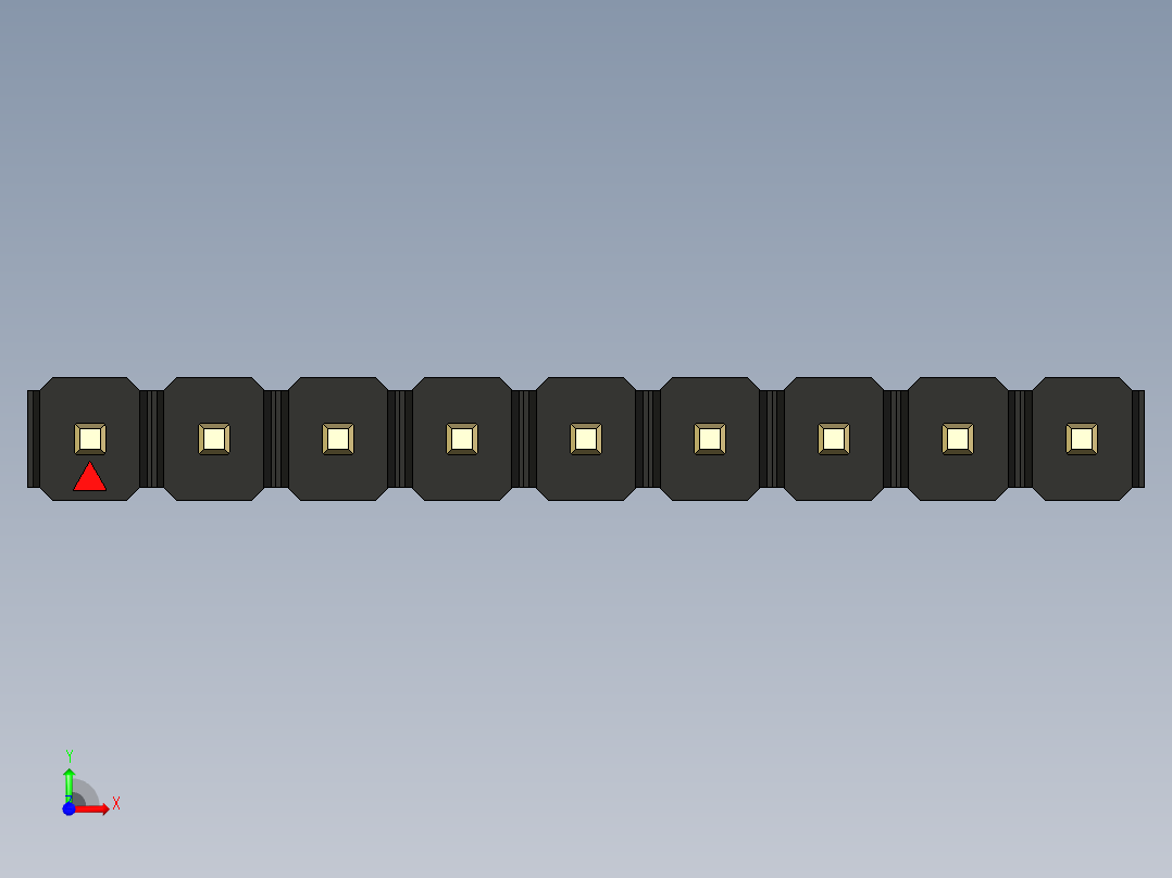 彩色公头100mil（2.54mm）系列-DS1021_black_1x09p_100mil_Type43_rev1.0前视图
