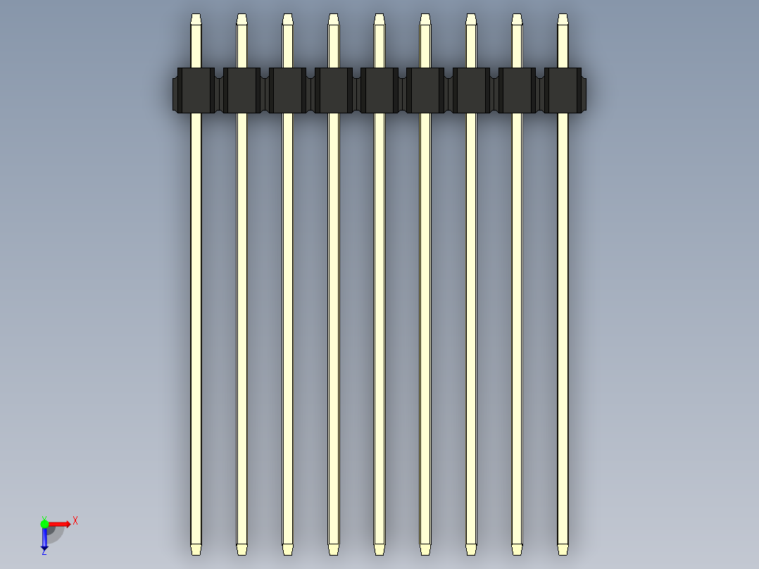 彩色公头100mil（2.54mm）系列-DS1021_black_1x09p_100mil_Type43_rev1.0俯视图