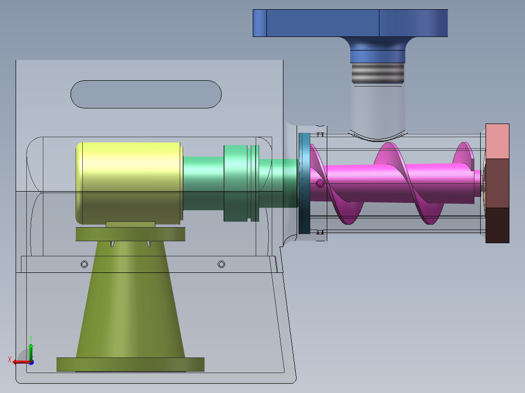 家用电动绞肉机设计（含三维SW模型+CAD图纸+说明）后视图