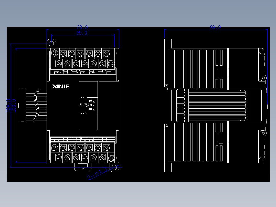 XD-E8AD-V外观图 (三个指示灯)