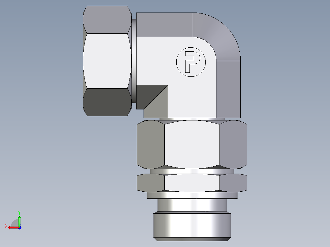 卡套式工业通用硬管接头EO_Assembled_adjustable_standpipe_elbow_EVW28LR71后视图