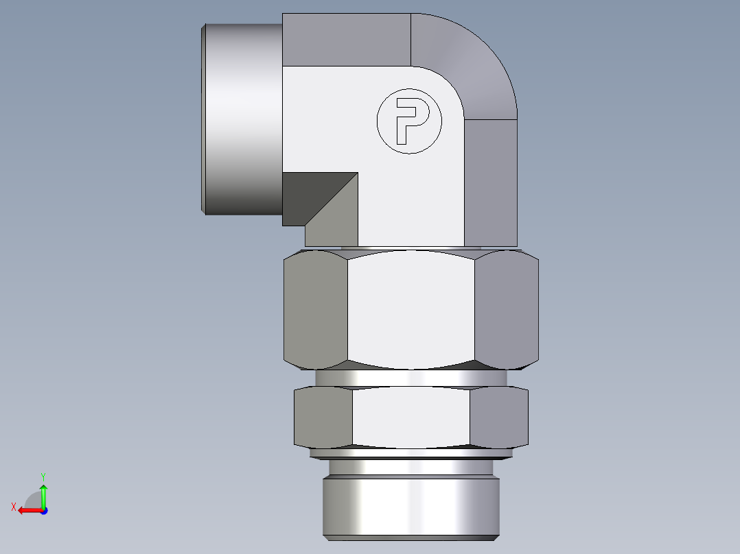 卡套式工业通用硬管接头EO_Assembled_adjustable_standpipe_elbow_EVW38SMOMD71后视图