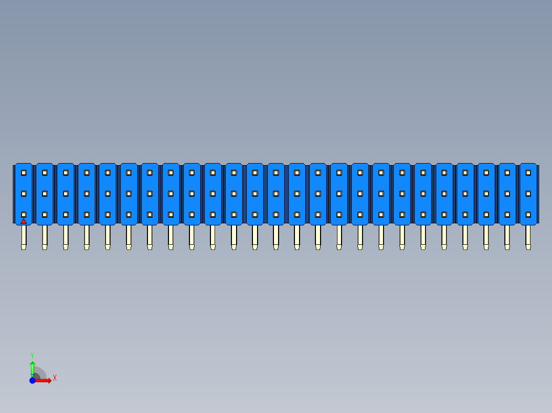 彩色公排针 100mil 2.54mm 系列-DS1022_blue_3x25p_100mil_TypeD_rev1.0前视图