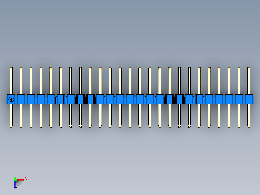 彩色公排针 100mil 2.54mm 系列-DS1022_blue_3x25p_100mil_TypeD_rev1.0俯视图