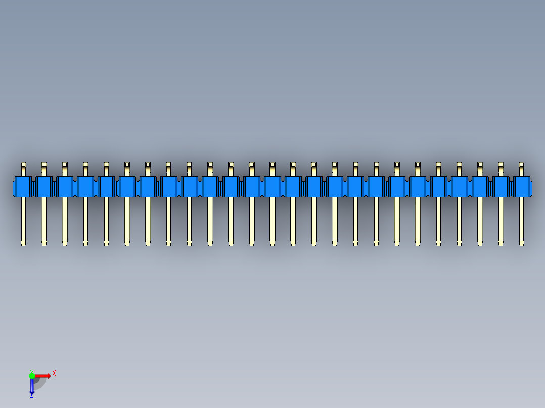 彩色公排针 100mil 2.54mm 系列-DS1022_blue_50p_100mil_TypeSMT_rev1.0俯视图