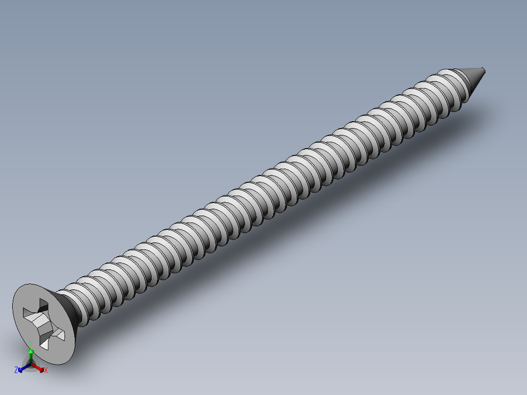 m3-13-to-40-沉头自攻螺丝-Screw M3 x 40 for Wood.SLDPRT正等轴测图