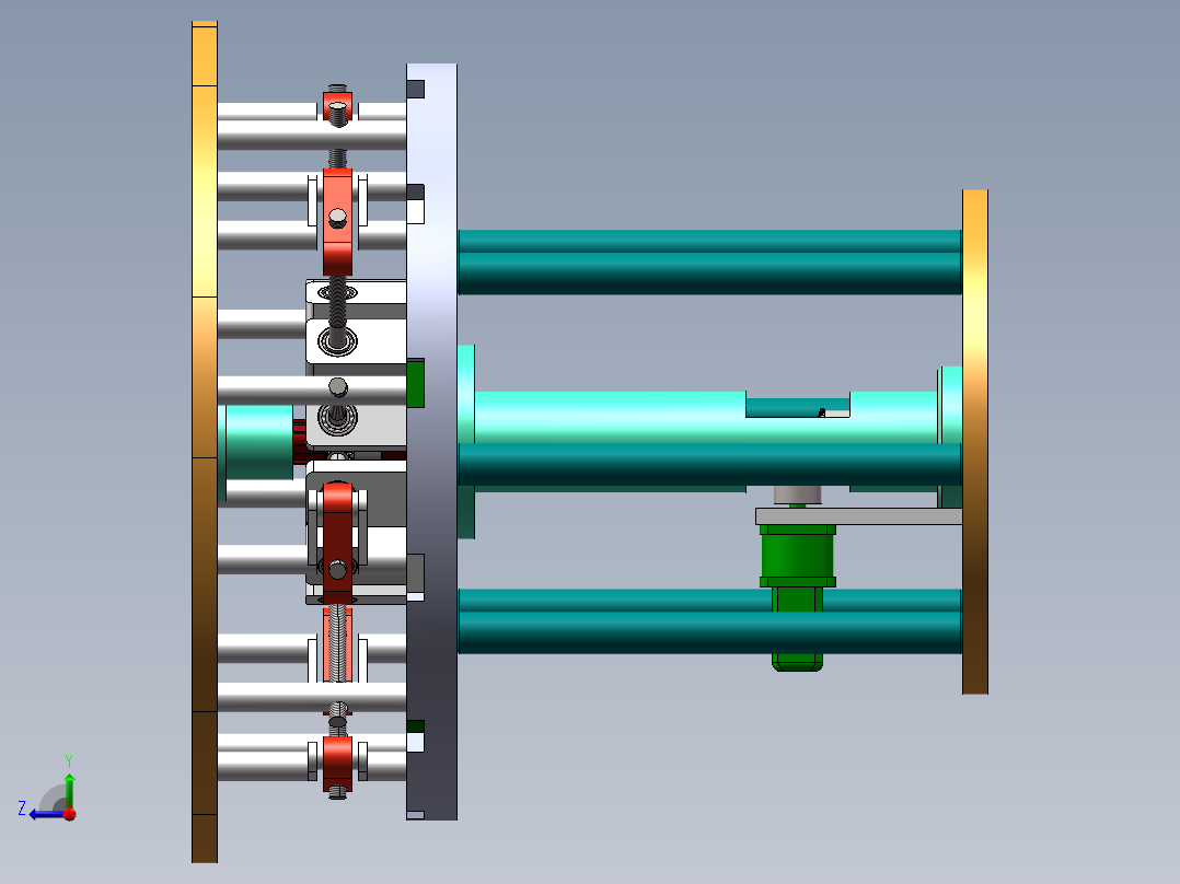 Q516-基于缩放变形机构的桌面装饰机械设计【三维SolidWorks】右视图