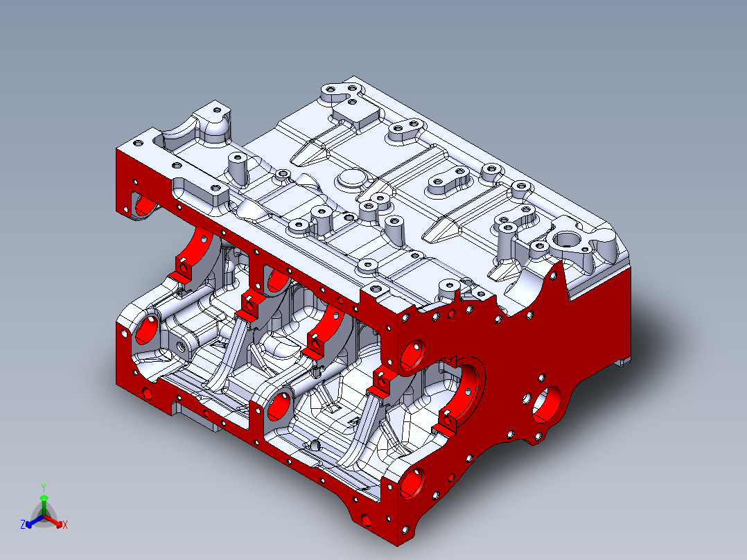 发动机缸体正等轴测图