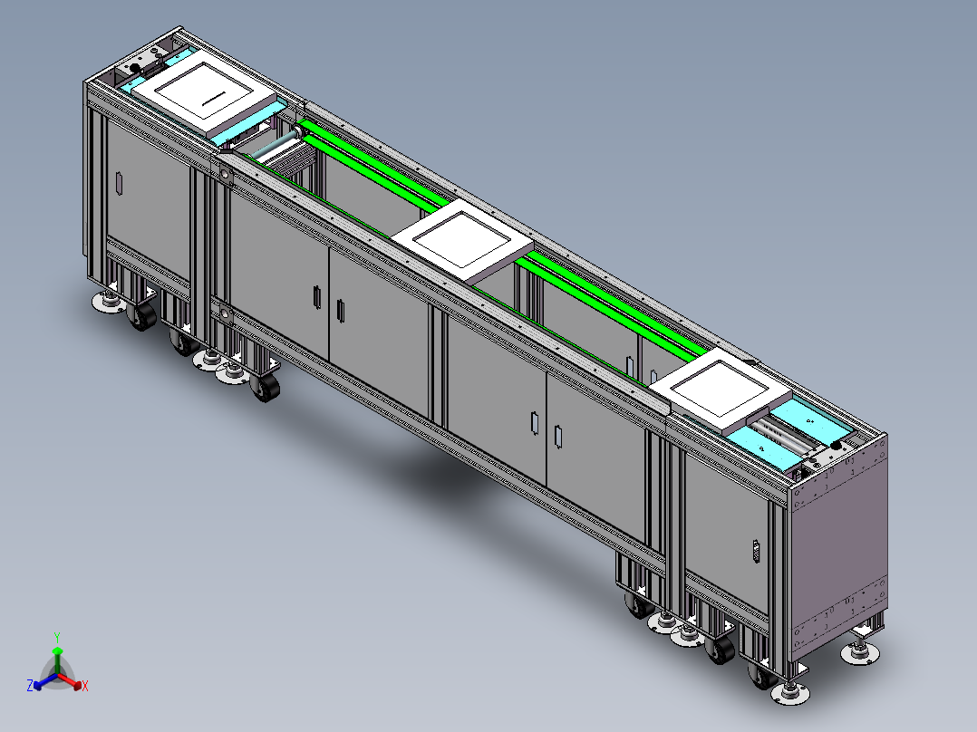 循环输送流水线sw20可编辑正等轴测图