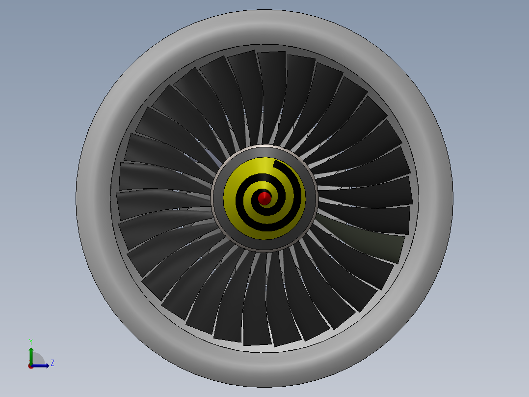 喷气发动机组件左视图