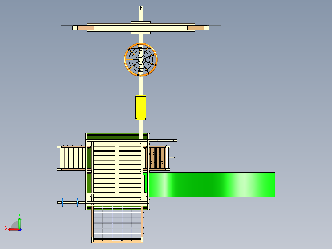 儿童滑梯和攀岩墙后视图