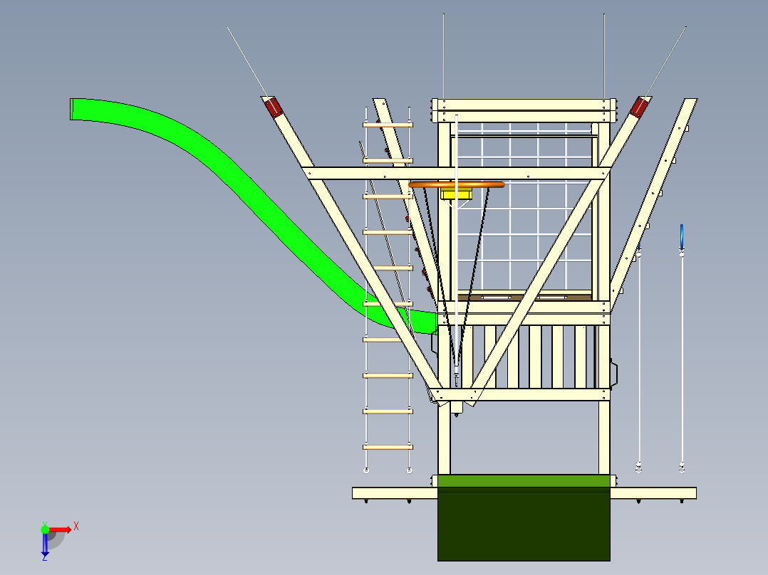 儿童滑梯和攀岩墙俯视图