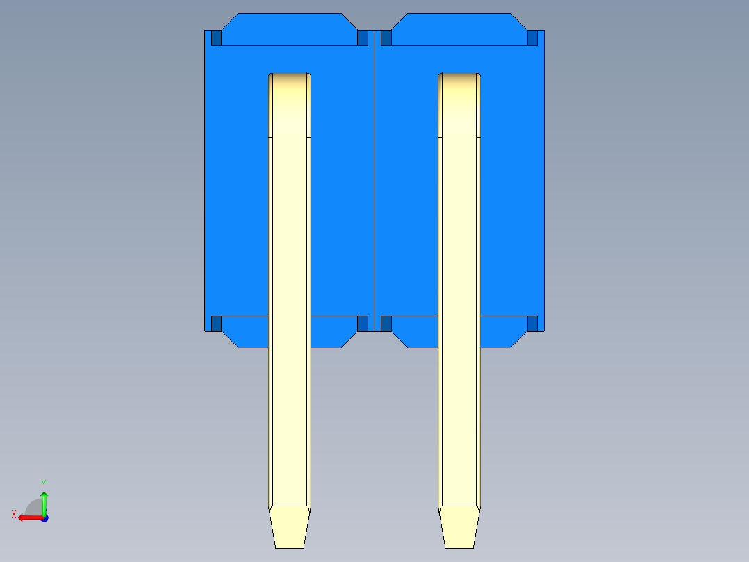 彩色公排针 100mil 2.54mm 系列-DS1022_blue_2x02p_100mil_TypeD_rev1.0后视图