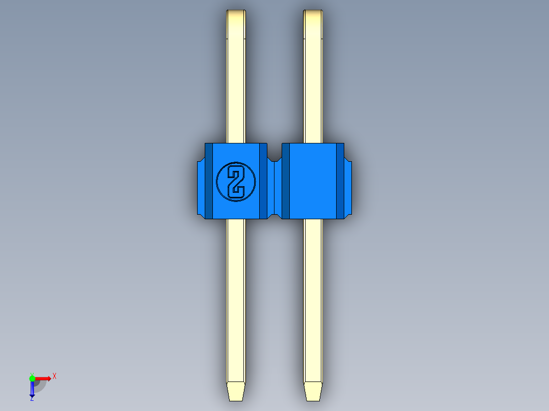 彩色公排针 100mil 2.54mm 系列-DS1022_blue_2x02p_100mil_TypeD_rev1.0俯视图
