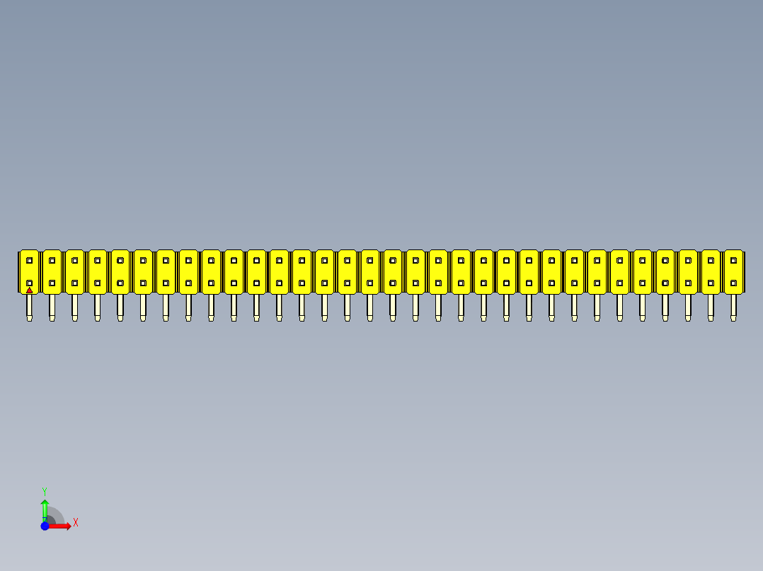 彩色公排针 100mil 2.54mm 系列-DS1022_yellow_2x32p_100mil_TypeD_rev1.0前视图