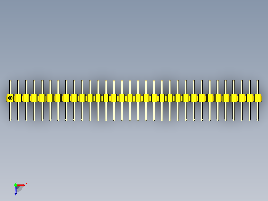 彩色公排针 100mil 2.54mm 系列-DS1022_yellow_2x32p_100mil_TypeD_rev1.0俯视图