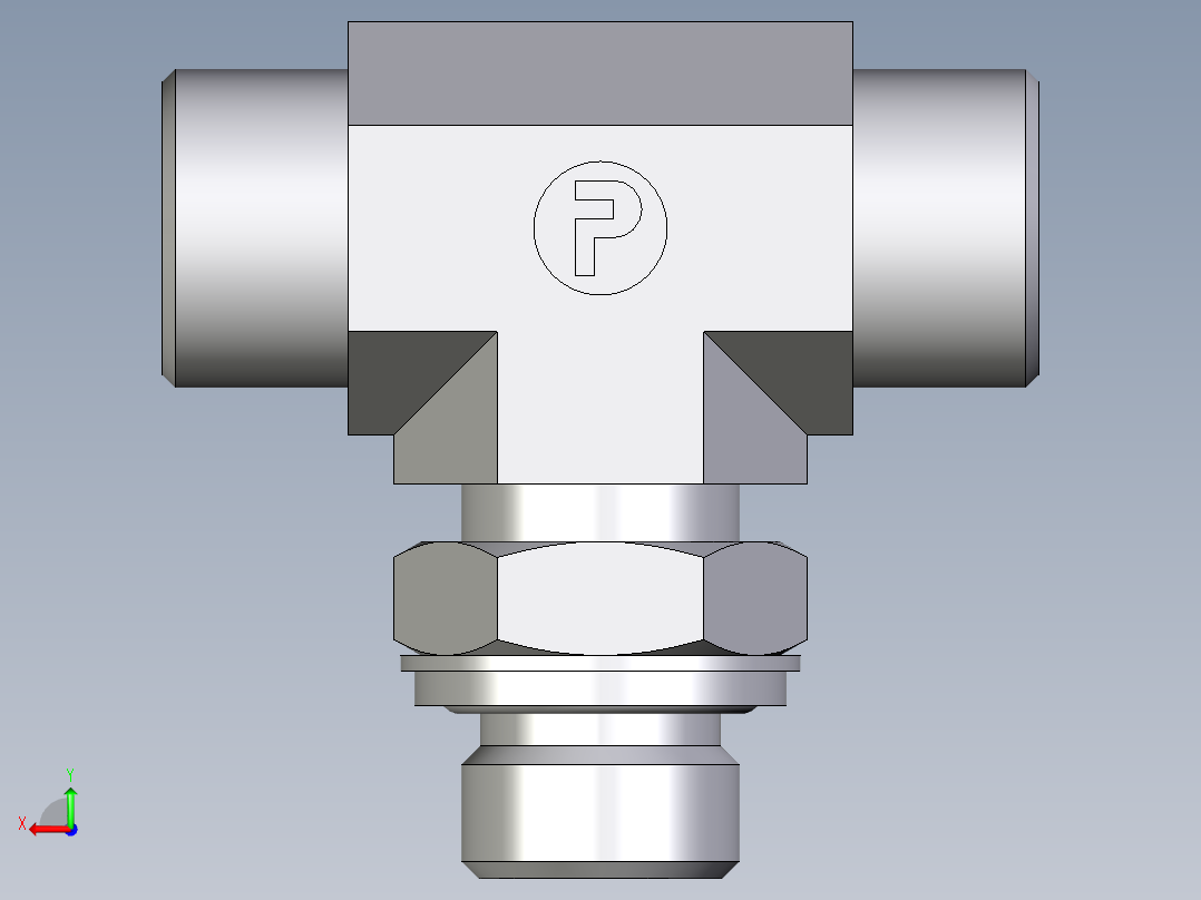 卡套式工业通用硬管接头EO_Adjustable_locknut_branch_tee_TEE16SROMDCF后视图
