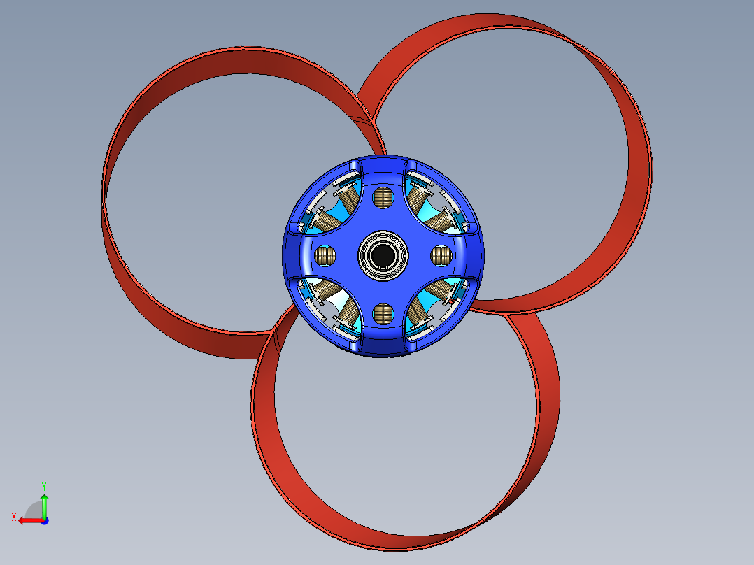 无刷直流电机（外转子）和环形螺旋桨后视图