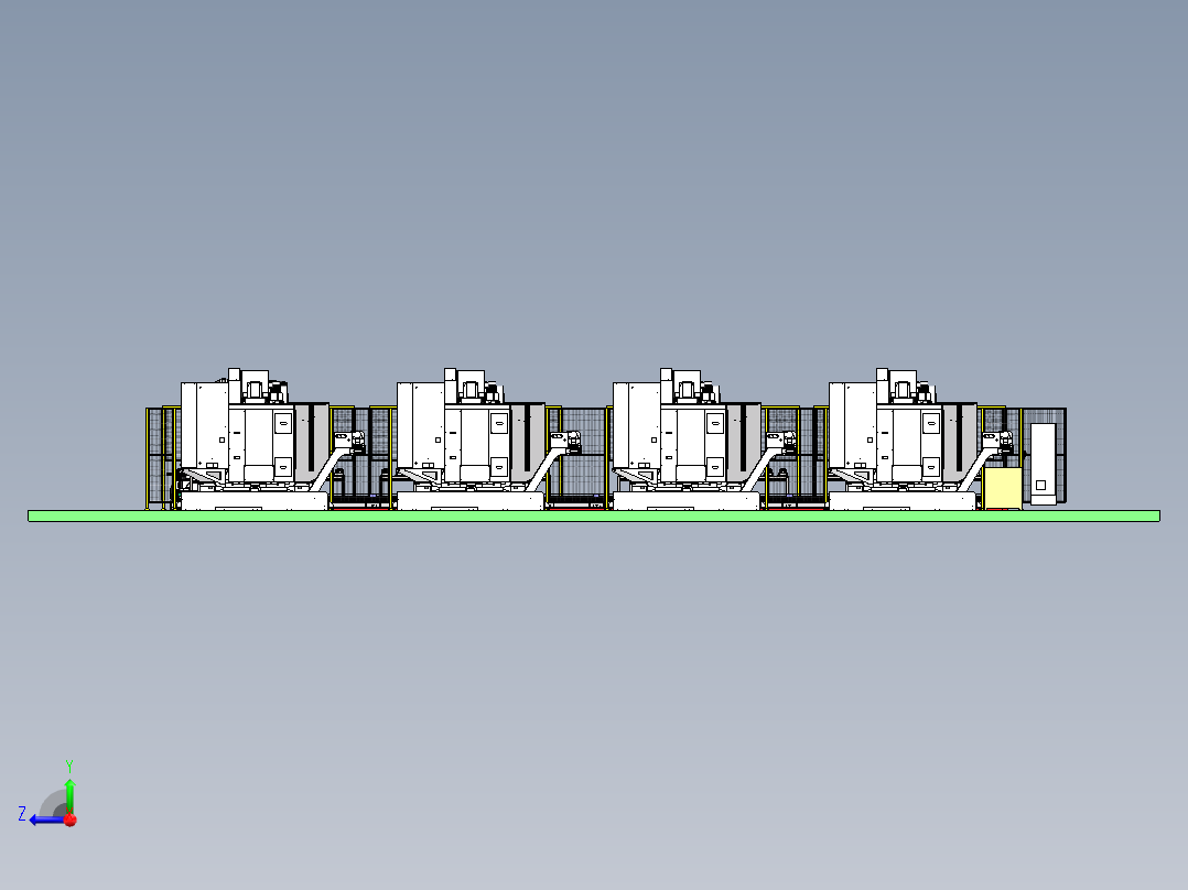 定位推车上料地轨机器手搬运机床上下料sw20可编辑右视图
