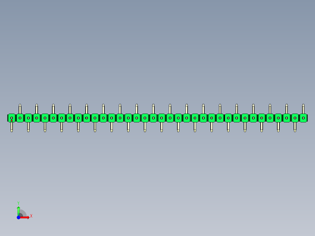 彩色公排针 100mil 2.54mm 系列-DS1022_green_36p_100mil_Type_SMT_R2_rev1.0前视图