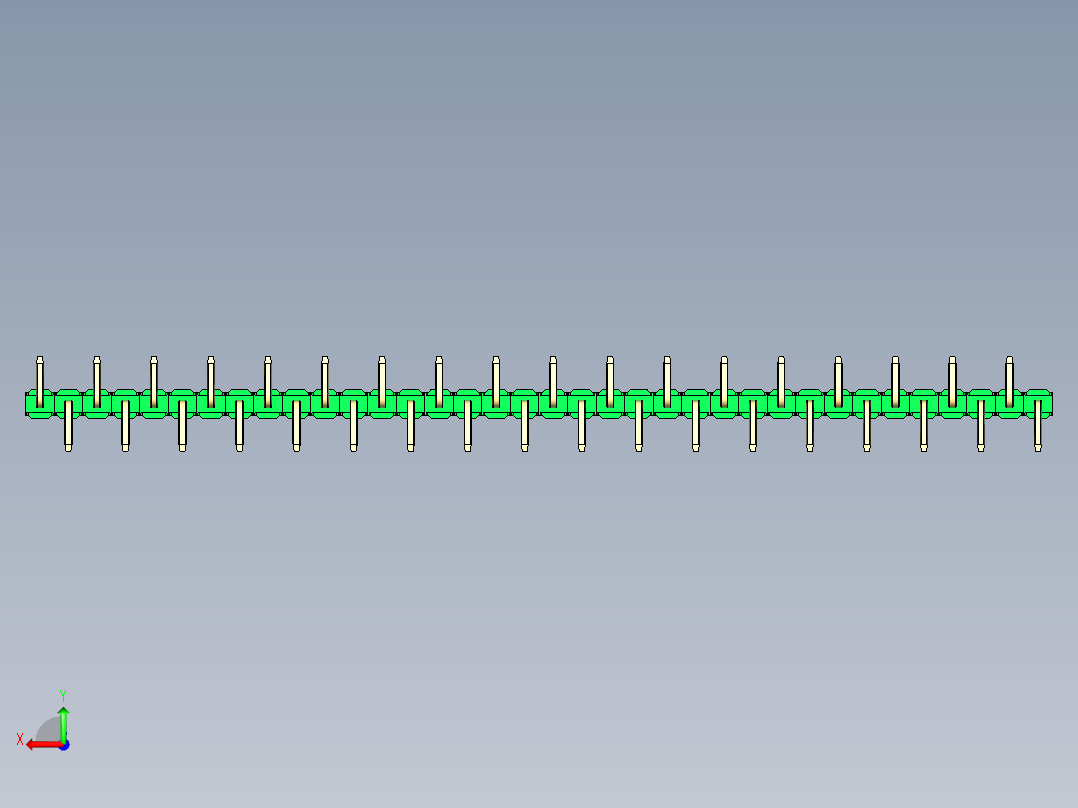 彩色公排针 100mil 2.54mm 系列-DS1022_green_36p_100mil_Type_SMT_R2_rev1.0后视图