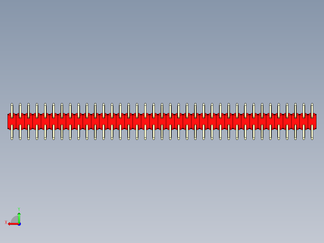 彩色公排针 100mil 2.54mm 系列-DS1022_red_74p_100mil_TypeSMT_rev1.0后视图