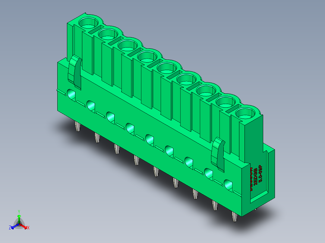 DEGSON 2EDG 系列 5.0mm 可插拔接线端子组-2EDGB-5.0-09P-14-00AH正等轴测图