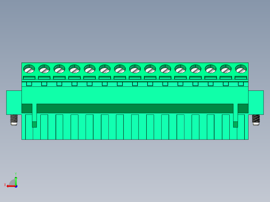 DEGSON 2EDG（M） 系列 5.0mm 螺丝锁紧可插拔接线端子组-2EDGKLM-5.0-15P-14-00AH后视图