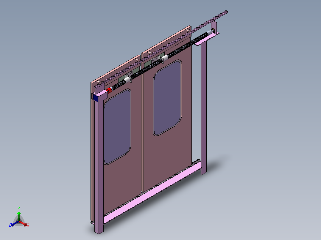 高铁电控移动门正等轴测图
