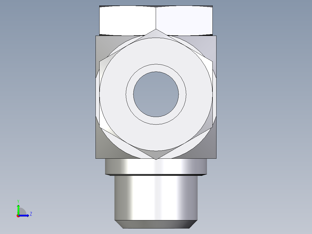 卡套式工业通用硬管接头EO_High_pressure_banjo_tee_TH16SMCF左视图