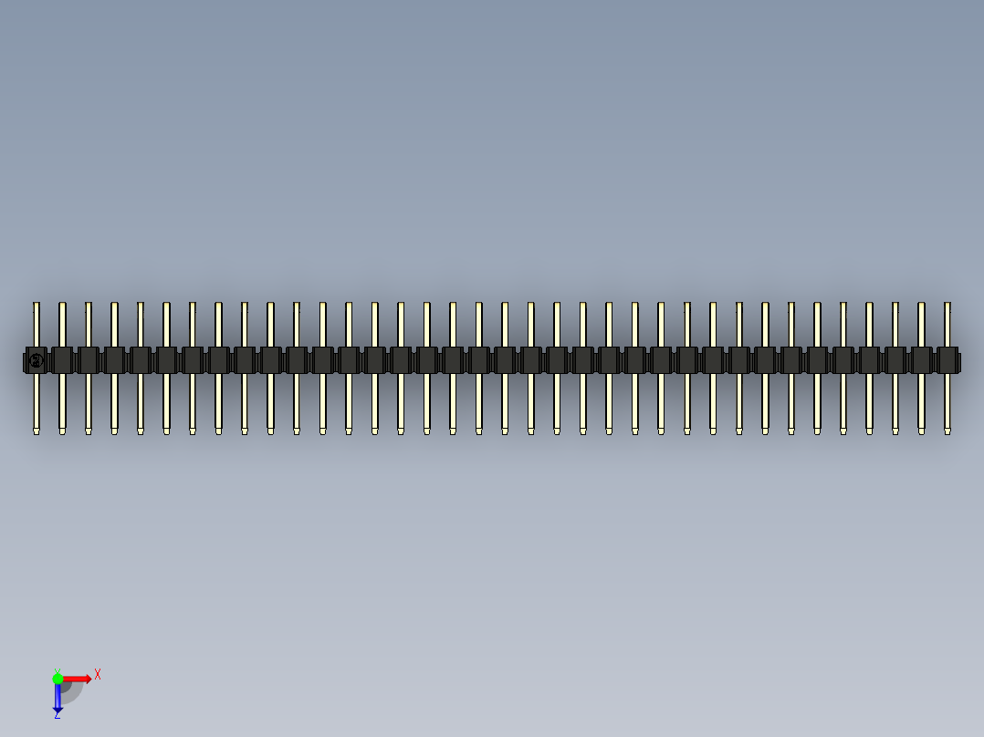 彩色公排针 100mil 2.54mm 系列-DS1022_black_2x36p_100mil_TypeD_rev1.0俯视图