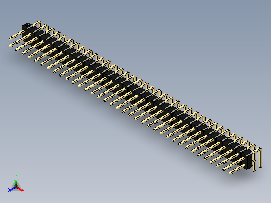 彩色公排针 100mil 2.54mm 系列-DS1022_black_2x36p_100mil_TypeD_rev1.0正等轴测图