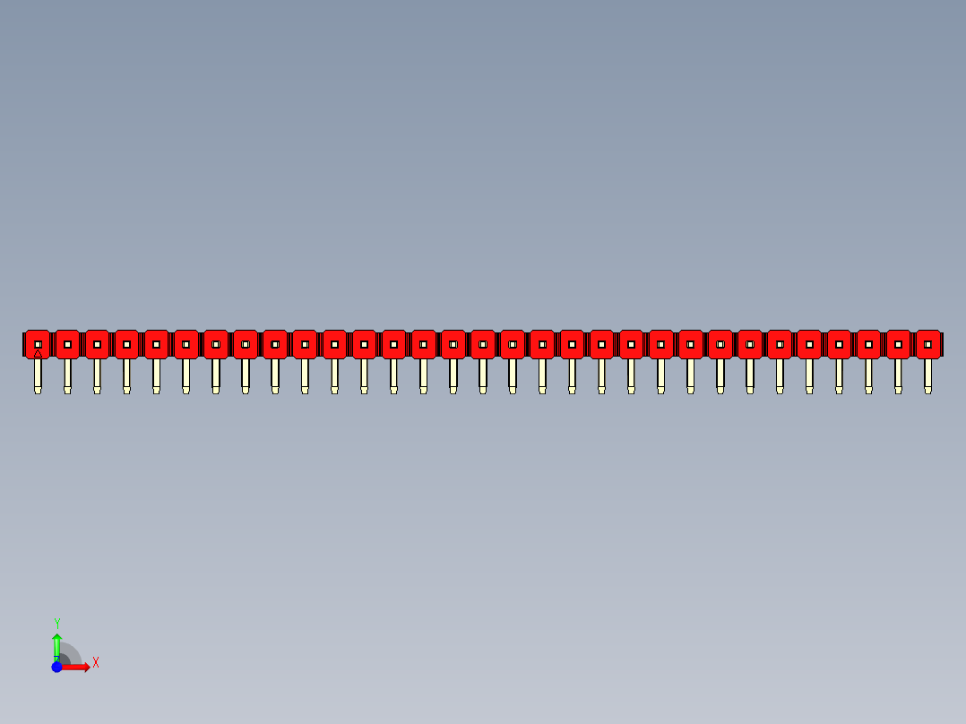 彩色公排针 100mil 2.54mm 系列-DS1022_red_1x31p_100mil_TypeD_rev1.0前视图