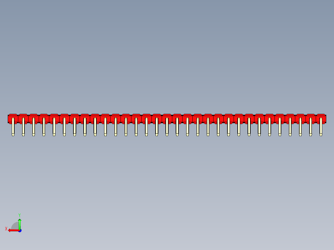 彩色公排针 100mil 2.54mm 系列-DS1022_red_1x31p_100mil_TypeD_rev1.0后视图
