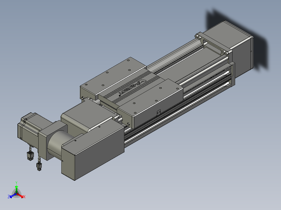 威洛博直线电机模组EB16-L208-S200-BL-ZP75-MS3-5K正等轴测图