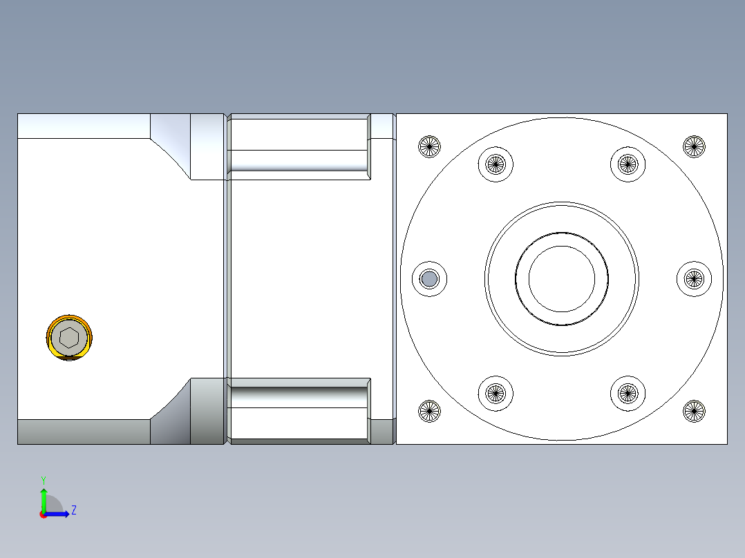 换向器PW90双轴 PGH90-L1 19-80-100-M6.stp左视图
