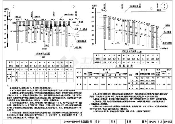 某公路边坡抗滑桩+桩板墙（牛腿）设计施工图纸CAD图纸
