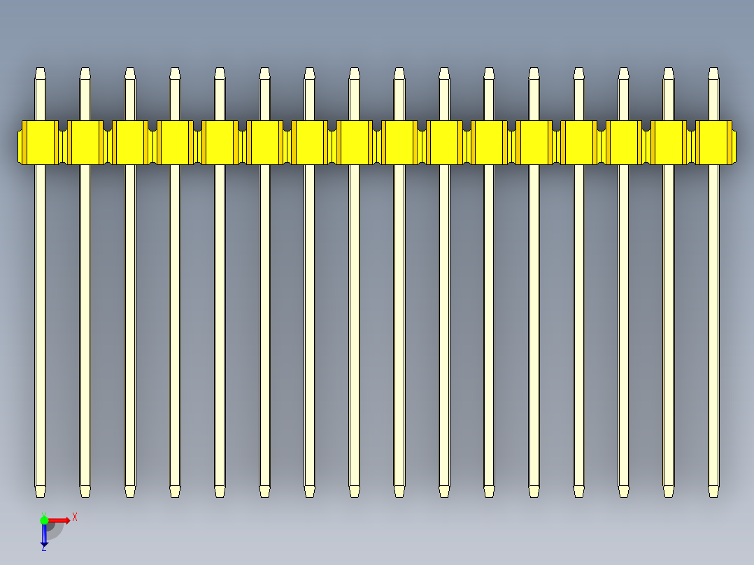 彩色公头100mil（2.54mm）系列-DS1021_yellow_2x16p_100mil_Type19_rev1.0俯视图