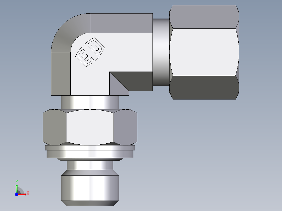 卡套式工业通用硬管接头EO_Adjustable_Locknut_elbow_WEE08LMCF前视图