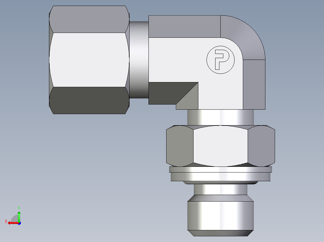 卡套式工业通用硬管接头EO_Adjustable_Locknut_elbow_WEE08LMCF后视图